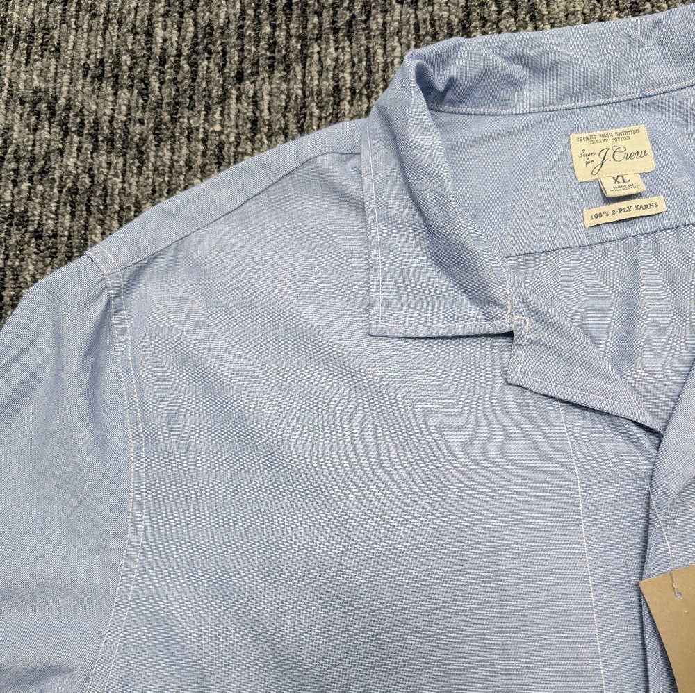 J. Crew Camp Collar Shirt Jacket XL NWT Blue Organic Cotton Utility - Picture 10 of 16